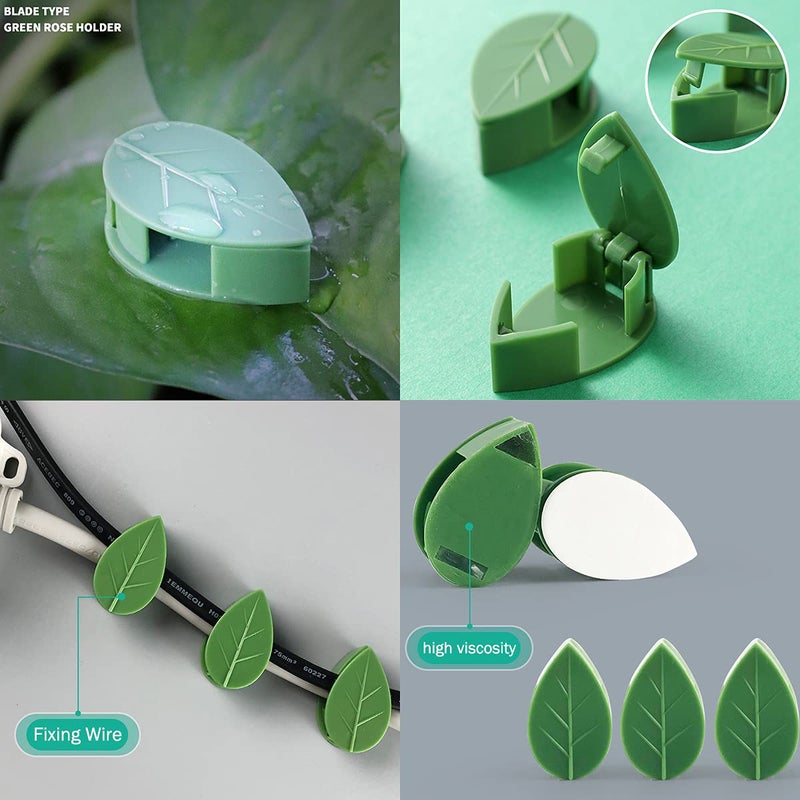 LUCKJUJU 60 Pcs Plant Climbing Wall Fixture Clips Self-Adhesive Hook Vines Traction Clips Invisible Holder Garden Green Leaf Simulation Self-Adhesive Hook Wire Fixing Supporting - Image 4
